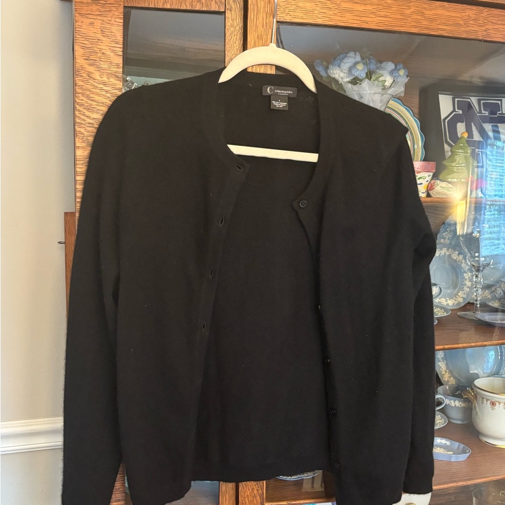 Bloomingdale's Cashmere Black Cardigan Sweater